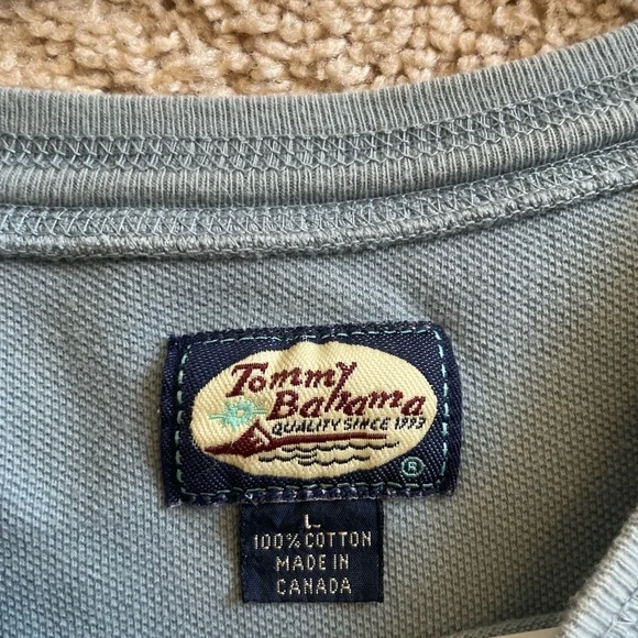 Tommy Bahama Shirt Mens Large Blue Embroidered Pocket Logo Relaxed - Picture 3 of 4